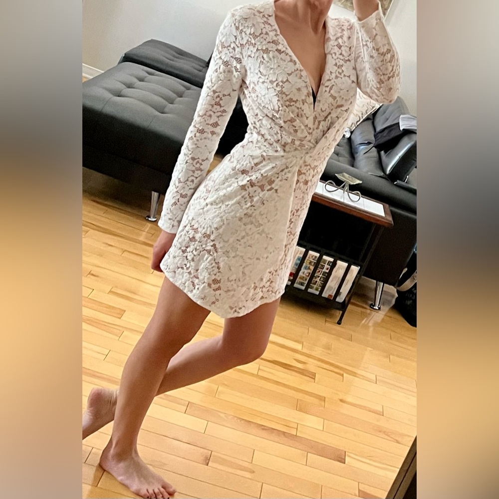 Wrap front lace dress